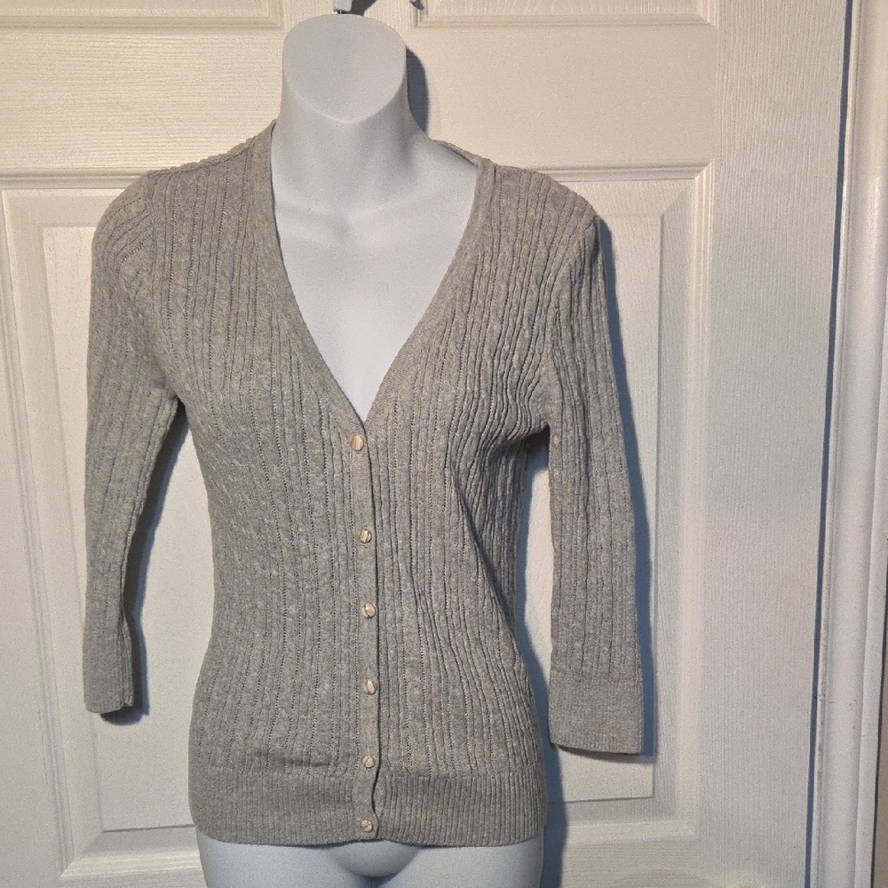 ALFRED SUNG Light Gray Button-Up Cardigan Sz M ✨️5/$30
